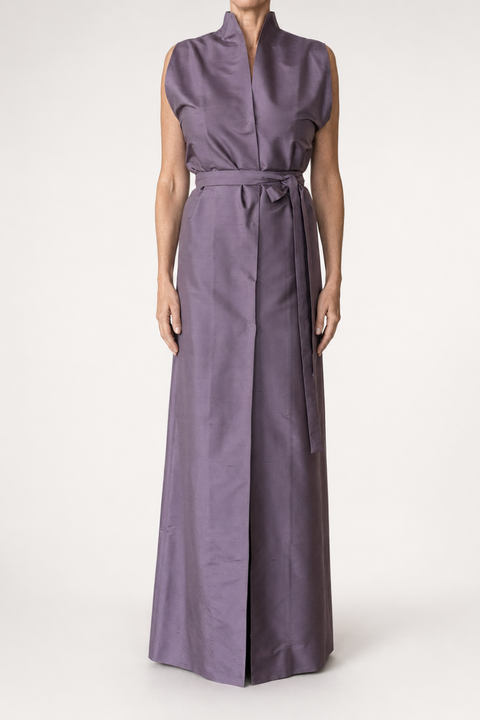 Sleeveless Open Front Dress with Belt – D1011b
