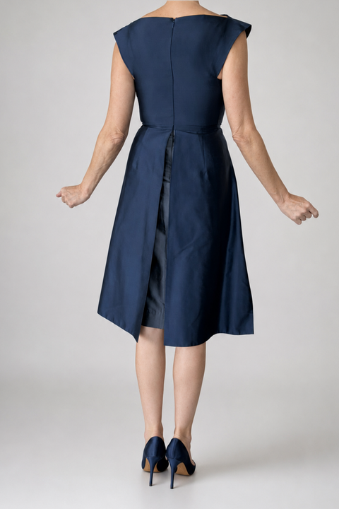 Boatneck Dress with Overskirt - D1003