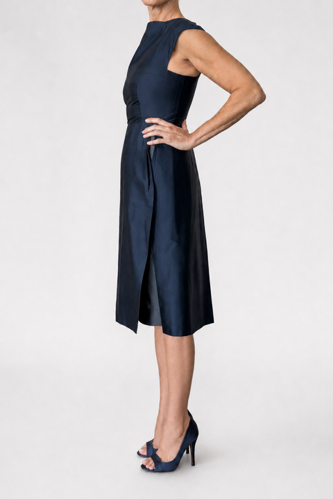 Boatneck Dress with Overskirt - D1003